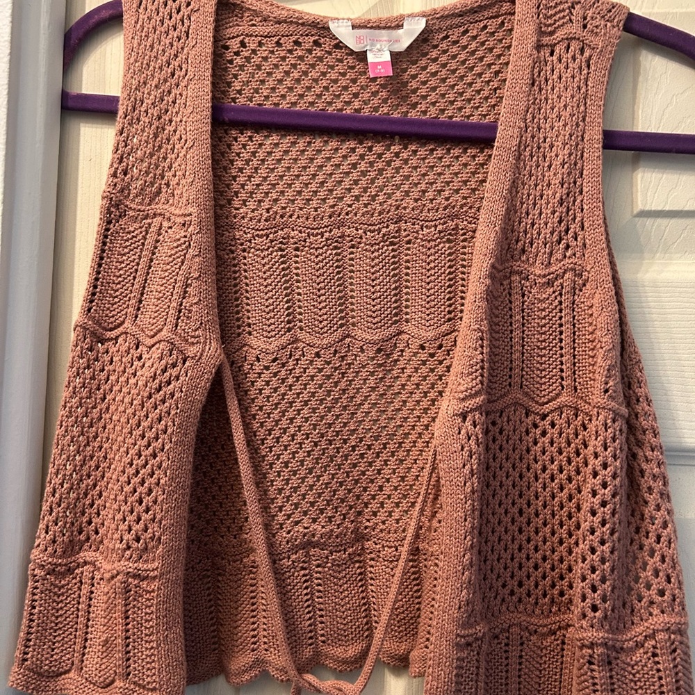 No Boundaries Women's Pink Knit Cardigan Vest
